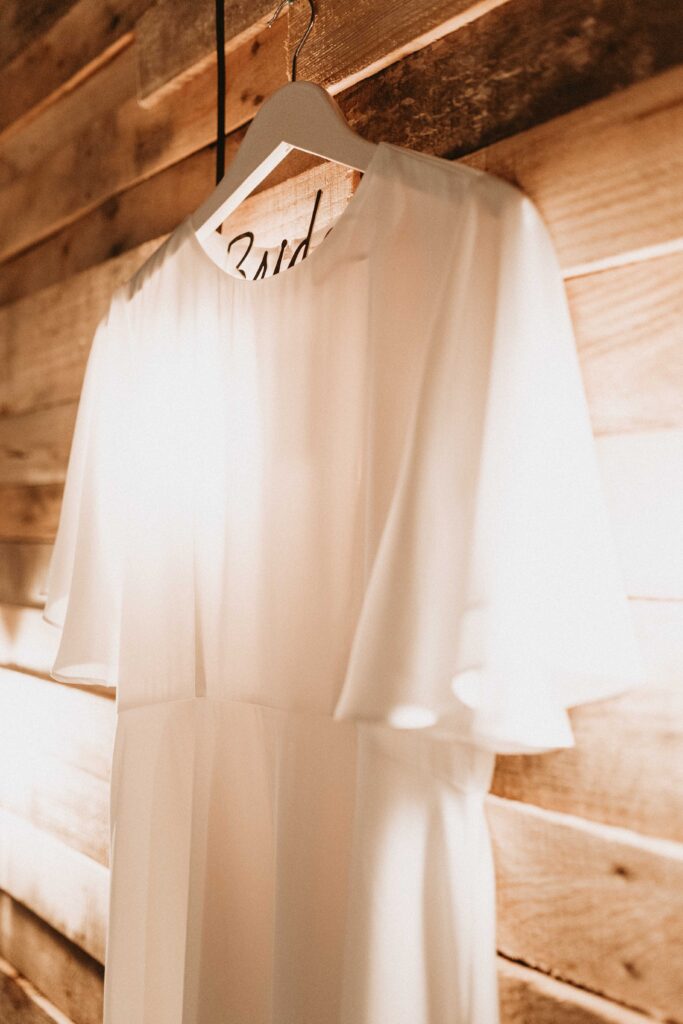 Simple, silk wedding gown.