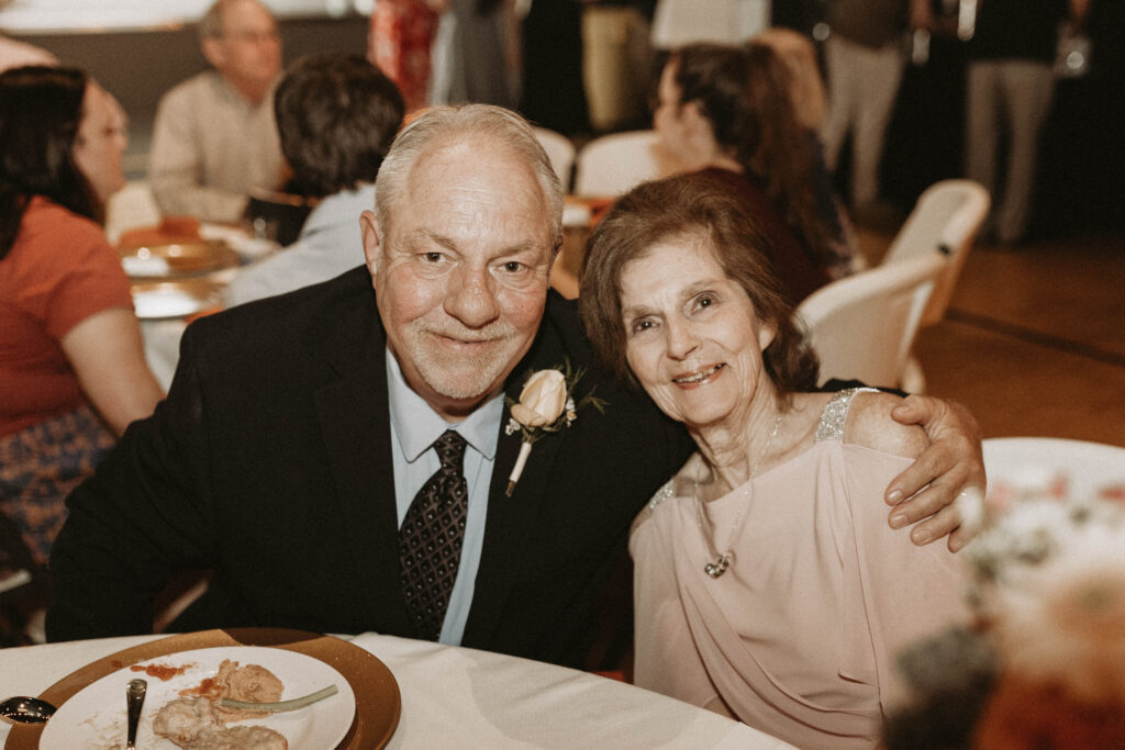Grandma and grandpa at the wedding reception.