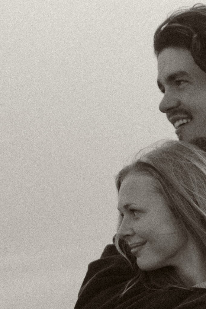 Young couple explores Gold Beach, Oregon.