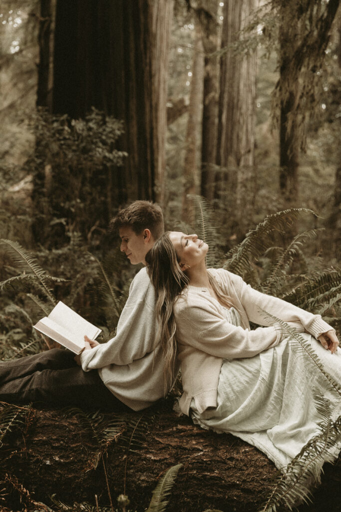 Couple explores the lush Redwoods Forest hand-in-hand with Abby Ree Photography.