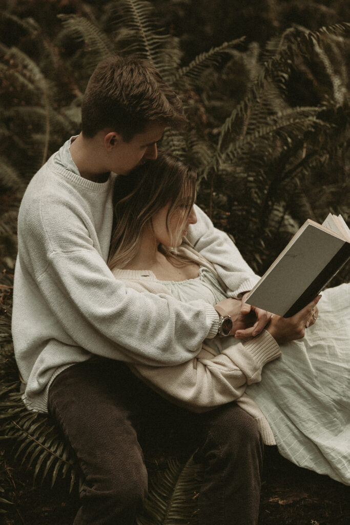 Couple explores the lush Redwoods Forest hand-in-hand with Abby Ree Photography.