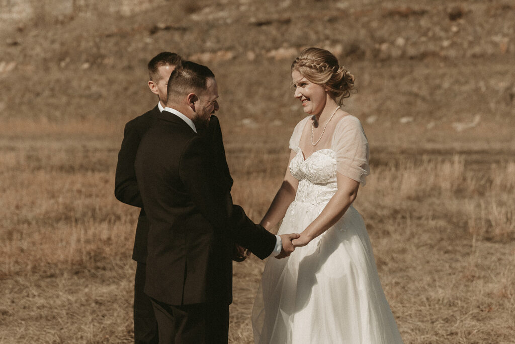 Spring micro wedding at Blue Springs Lake, Missouri.