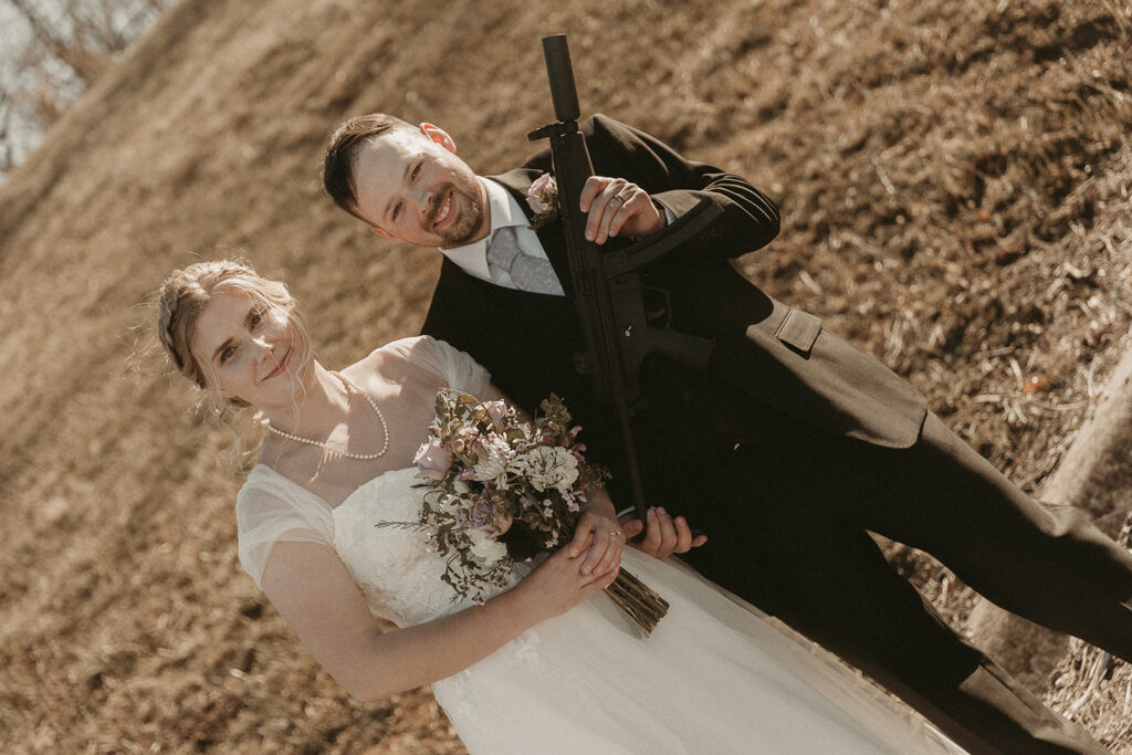 Spring micro wedding at Blue Springs Lake, Missouri.
